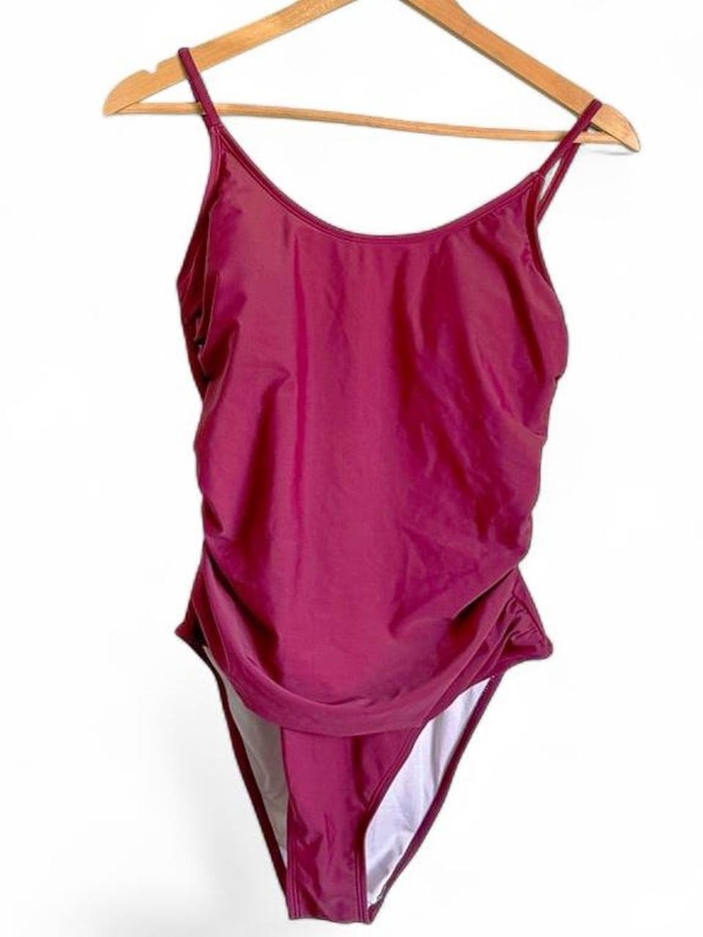 CUPSHE Burgundy Ruched One Piece Swimsuit – Size Large